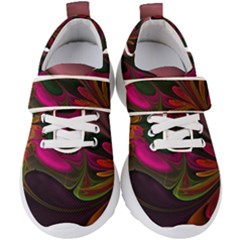 Fractal Abstract Colorful Floral Kids  Velcro Strap Shoes by Pakrebo