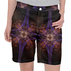Fractal Cross Blue Geometric Pocket Shorts by Pakrebo