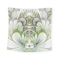 Fractal Delicate White Background Square Tapestry (small) by Pakrebo