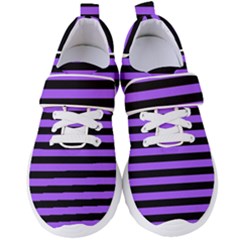 Purple Stripes Women s Velcro Strap Shoes by ArtistRoseanneJones