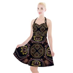 Fractal Fractal Art Texture Halter Party Swing Dress  by Pakrebo