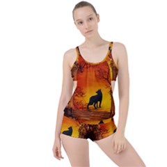 Wonderful Wolf In The Night Boyleg Tankini Set  by FantasyWorld7