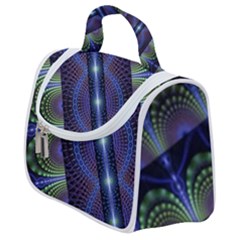 Fractal Blue Lines Colorful Satchel Handbag by Pakrebo