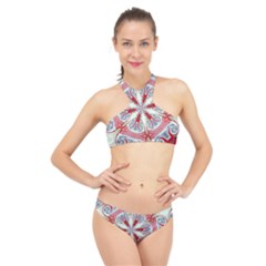 Kaleidoscope Background Bottles High Neck Bikini Set by Pakrebo