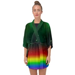 Galaxy Rainbow Universe Star Space Half Sleeve Chiffon Kimono by Pakrebo