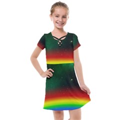 Galaxy Rainbow Universe Star Space Kids  Cross Web Dress by Pakrebo