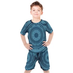 Technology Background Binary Kids  Tee And Shorts Set by Pakrebo