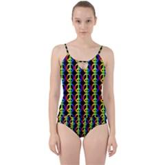 Retro Rainbow Gradient Peace Symbol Cut Out Top Tankini Set by Pakrebo