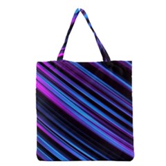 Blue Abstract Lines Pattern Light Grocery Tote Bag