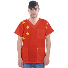 China Flag Men s V-neck Scrub Top