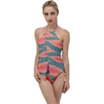 Background Non Seamless Pattern Go with the Flow One Piece Swimsuit