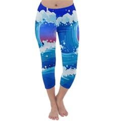 Japanese Wave Japanese Ocean Waves Capri Winter Leggings  by Pakrebo