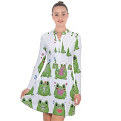 Kawaii Frog Rainy Season Japanese Long Sleeve Panel Dress by Pakrebo