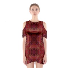 Maroon Triangle Pattern Seamless Shoulder Cutout One Piece Dress by Pakrebo