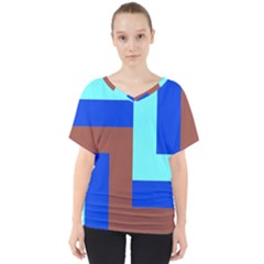 Abstract Background Abstraction V-neck Dolman Drape Top by Pakrebo