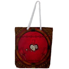 Beautiful Elegant Hearts With Roses Full Print Rope Handle Tote (large) by FantasyWorld7