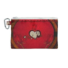 Beautiful Elegant Hearts With Roses Canvas Cosmetic Bag (medium) by FantasyWorld7