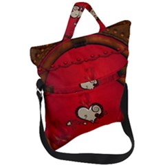 Beautiful Elegant Hearts With Roses Fold Over Handle Tote Bag by FantasyWorld7