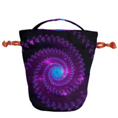 Fractal Spiral Space Galaxy Drawstring Bucket Bag by Pakrebo