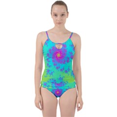 Spiral Fractal Abstract Pattern Cut Out Top Tankini Set by Pakrebo