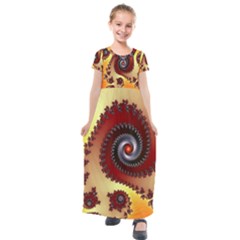 Fractal Rendering Spiral Twist Kids  Short Sleeve Maxi Dress by Pakrebo