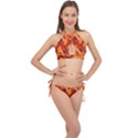 Fractal Rendering Spiral Curve Orange Cross Front Halter Bikini Set View1
