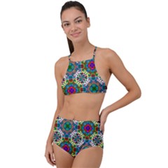 Seamless Pattern Decoration High Waist Tankini Set by Pakrebo