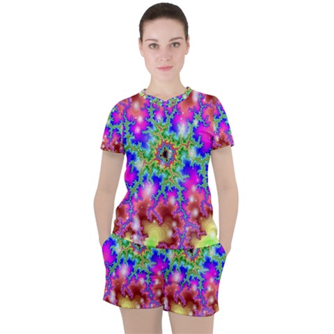 Fractals Abstraction Space Women s Tee And Shorts Set by Pakrebo