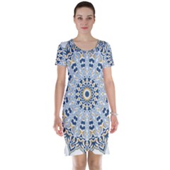 Arabesque Mandala Decorative Short Sleeve Nightdress by Pakrebo