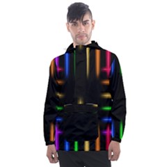 Neon Light Abstract Pattern Men s Front Pocket Pullover Windbreaker by Mariart