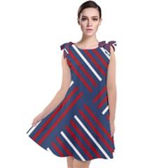 Geometric Background Stripes Tie Up Tunic Dress by HermanTelo