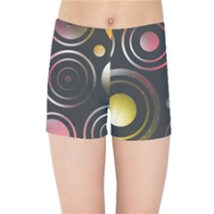 Circles Yellow Space Kids  Sports Shorts by HermanTelo