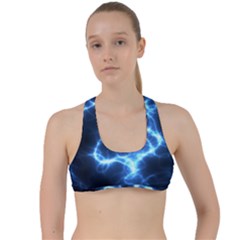 Electricity Blue Brightness Criss Cross Racerback Sports Bra by HermanTelo