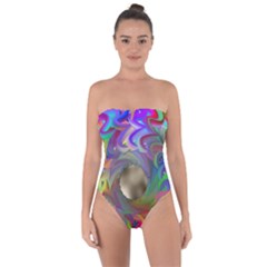 Rainbow Plasma Neon Tie Back One Piece Swimsuit by HermanTelo