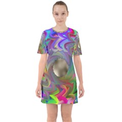 Rainbow Plasma Neon Sixties Short Sleeve Mini Dress by HermanTelo