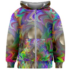 Rainbow Plasma Neon Kids  Zipper Hoodie Without Drawstring by HermanTelo