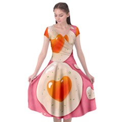 Omelette Heart Pink Valentine Cap Sleeve Wrap Front Dress by Bajindul