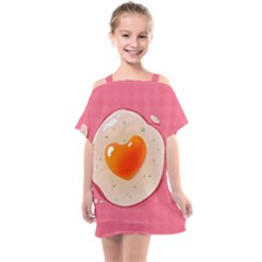 Omelette Heart Pink Valentine Kids  One Piece Chiffon Dress by Bajindul