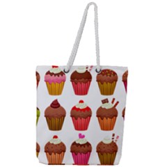 Chocolate Cake Muffin Full Print Rope Handle Tote (large) by Bajindul