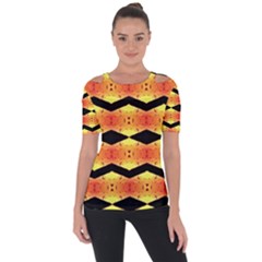 Wallpaper Background Abstract Shoulder Cut Out Short Sleeve Top
