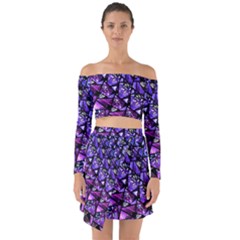  Blue Purple Shattered Glass Off Shoulder Top With Skirt Set by KirstenStar
