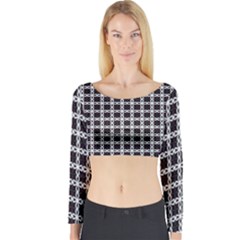 Purple Pattern Texture Long Sleeve Crop Top by HermanTelo