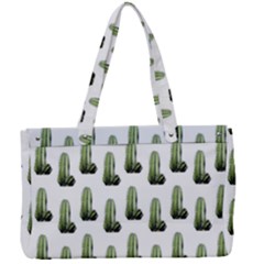 Cactus White Pattern Canvas Work Bag by snowwhitegirl