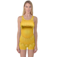 Wave Lines Yellow One Piece Boyleg Swimsuit by HermanTelo