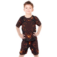 Fire Glass Fractal Kids  Tee And Shorts Set by Pakrebo