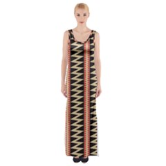 Zigzag Tribal Ethnic Background Maxi Thigh Split Dress by Pakrebo