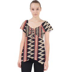 Zigzag Tribal Ethnic Background Lace Front Dolly Top by Pakrebo