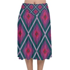 Purple Textile And Fabric Pattern Velvet Flared Midi Skirt by Pakrebo