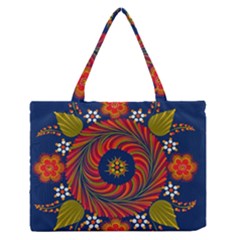 Hungarian Mandala Flower Zipper Medium Tote Bag by Pakrebo