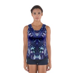 Blue Fractal Lace Tie Dye Sport Tank Top  by KirstenStar